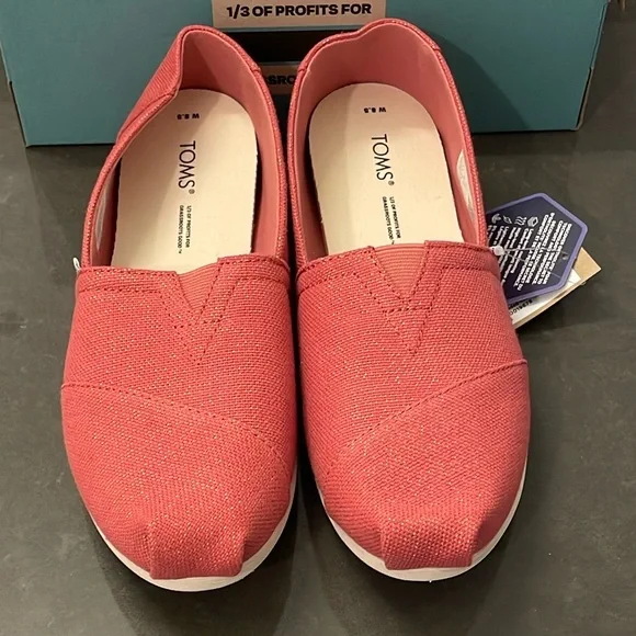 Toms Faded Rose Metallic Linen Alpargata Shoes NWT 8.5 - Picture 10 of 12